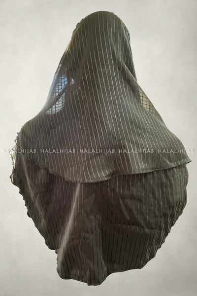 Black Striped Chiffon Instant Hijab