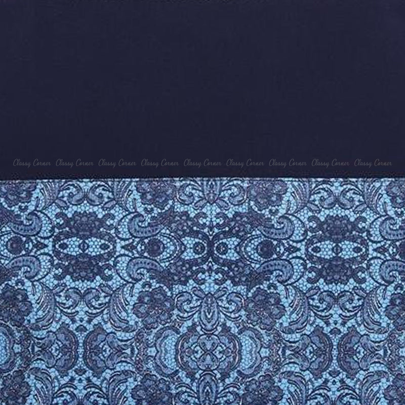Blue Shades Mandala Prints with Zipper Navy Blue Beach Tote Bag