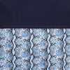 Blue Snake Print Design with Zip Navy Blue Beach Tote Bag Closed Up