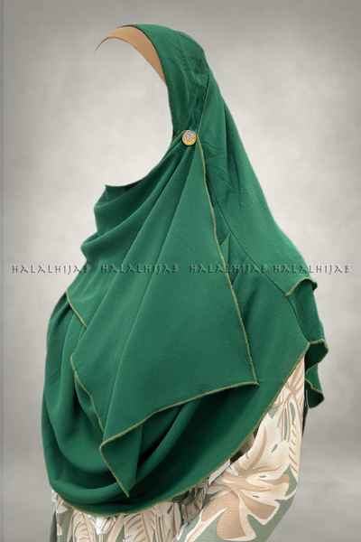 Bottle Green Georgette Instant Hijab