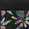 Multicolour Peacock Feathers Print with Zipper Black Beach Tote Bag Closed Up