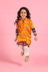 Elegant Royal Print  Orange Kids Salwar Kameez