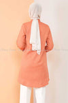 Floral Embroidery Orange Modest Tunic Dress - back view