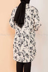 Floral Print Beige Modest Tunic Dress - back view