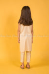 Floral and Geometric Embroidery Design Yellow Kids Salwar Kameez - back view