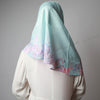 Fresh Sky Blue Pink Floral Border Print Two Piece Instant Hijab