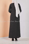Giant Polka Dots Black Modest Long Dress - back view