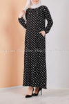 Giant Polka Dots Black Modest Long Dress - right side view