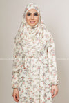 White Red Floral Print Chiffon Instant Pin-Free Multi Style Hijab