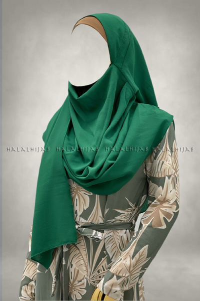 Grassy Green Georgette Instant Hijab