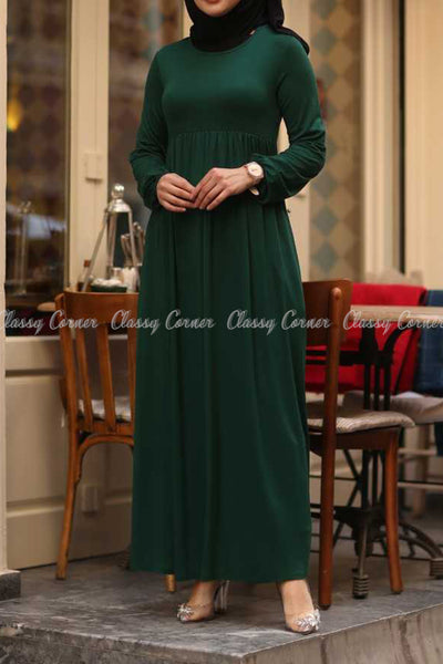 Green Modest Maternity Long Dress