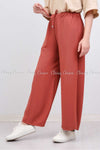 Elastic Waist Apple Red Modest Comfy Pants - right side view