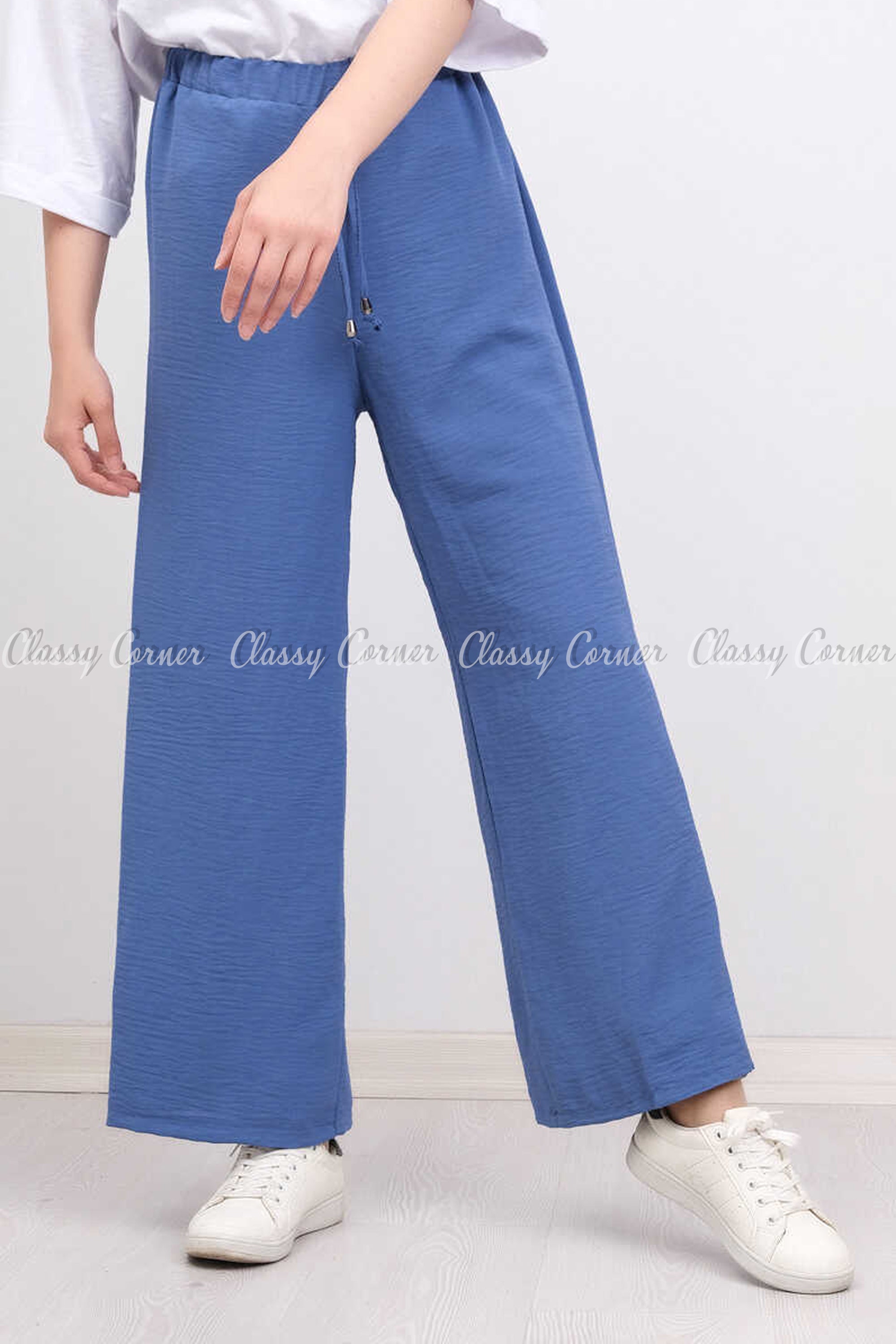Elastic Waist Blue Modest Comfy Pants