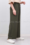 Elastic Waist Green Modest Comfy Pants - left side view