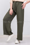 Elastic Waist Green Modest Comfy Pants - right side view