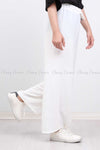 Elastic Waist White Modest Comfy Pants - side view