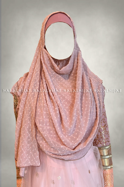 Light Pink Soft Appliqué Chiffon Hijab