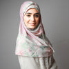 Light Dusty Pink Green Floral Printed Luxurious Instant Hijab
