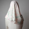 Light Matte Pink Green Floral Printed Luxurious Instant Hijab