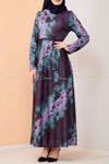 Lilac Tie-Dye Modest Long Dress - right side view