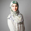 Matte Olive Green Purple Leafy Floral Print Instant Hijab