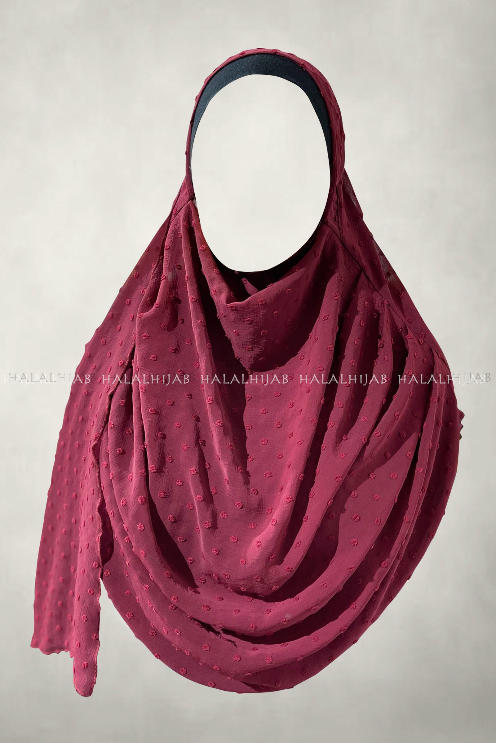 Maroon Dot Appliqué Georgette Instant Hijab