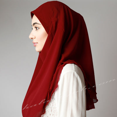 Burgundy Chiffon pin free instant Hijab, Hijab online  Australia,Hijab style, Hijab fashion, How to wear Hijab? Haute,Hijab Women,  Halal Hijab House,Red Chiffon