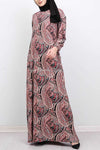 Multicolour Mandala Abstract Print Modest Long Dress - side view