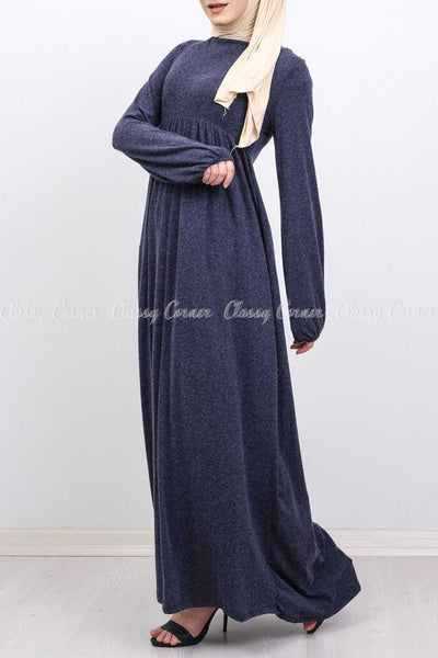 Navy Blue Modest Long Dress - right side view
