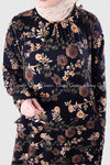 Neutral Multicolour Floral Print Modest Long Dress Closer View