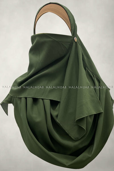 Olive Green Georgette Instant Hijab