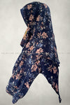 Peach Floral Navy Blue Comfy Instant Hijab