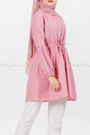 Pink Modest Tunic Dress - side view details