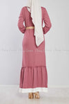 Pink Ruffled Bottom Skirt Modest Long Dress back view