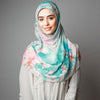 Pink Blue Cherry Blossom Printed Luxurious Instant Hijab