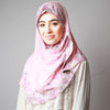 Pretty Pink Floral Border Print Two Piece Instant Hijab