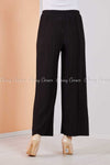 Pleated Black Modest Comfy Pants - back view