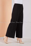 Pleated Black Modest Comfy Pants - left side view