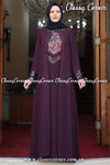 Plum Purple Sequins Chiffon Abaya