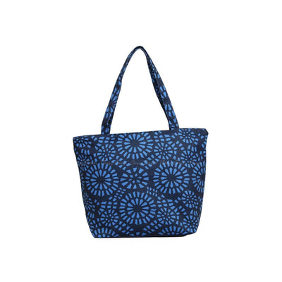 Simple Blue Abstract  Full Print Navy Blue Zipper Beach Bag
