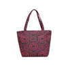 Simple Red Abstract Full Print with Zipper Black Beach Tote Bag