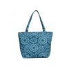 Simple Turquoise Abstract Full Print with Zipper Teal Beach Tote Bag