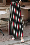 Stripe Pattern Black Modest Long Dress - skirt  details