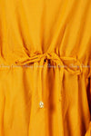 Tie Waist Mustard Yellow Modest Tunic Dress - design details