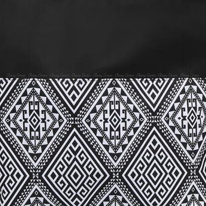 White Aztec Print Design Black Zpper Beach Bag