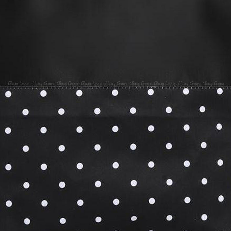 White Polka Dots Print with Zipper Black Beach Tote Bag