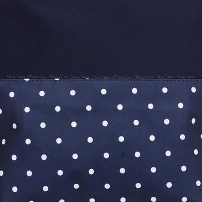 White Polka Dots Print Navy Blue Beach Bag