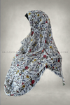 White Red Blue Yellow Floral Chiffon Instant Hijab