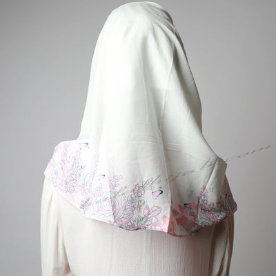 White Pink Print Sophisticated Instant Comfy Hijab