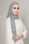 Black and White Geometric Print Instant Hijab
